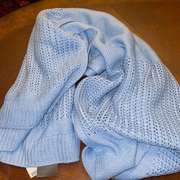 NWT DKNY Blue open Knit Blocked Scarf - Picture 3 of 4